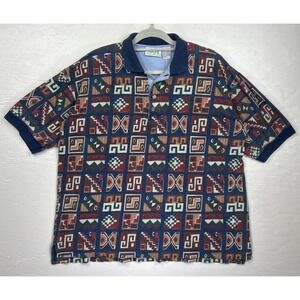 80s Ash Creek‎ Mens Medium Pattern Polo Shirt